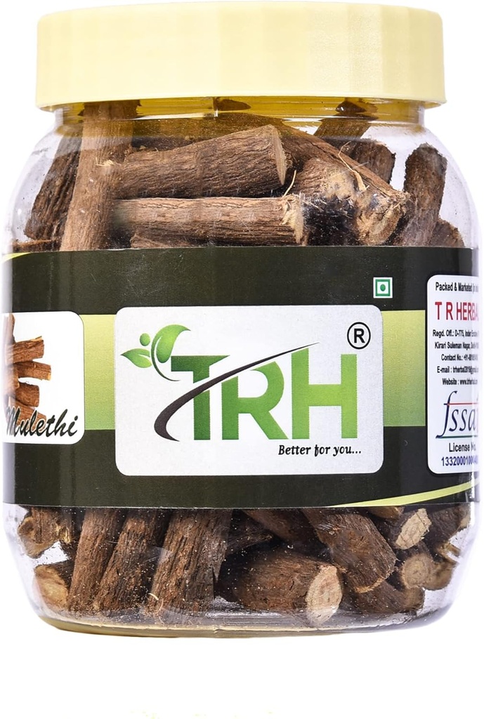 TRH Mulethi Raíz Stick; Mulethi Alcaçuz;Glycyrrhiza glabra;mulethi para Corpo, Pele e Cabelo (200 gm) Pacote de (1 x 200 gm)