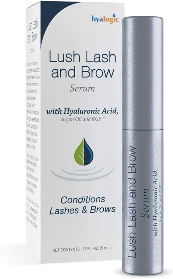 Hyalogic HA Lush Lash e Brow Serum com Ácido Hialurônico, Óleo de Argan e KGFTM para Condicionamento de Lashes & Navegação - 0,17 Ounce