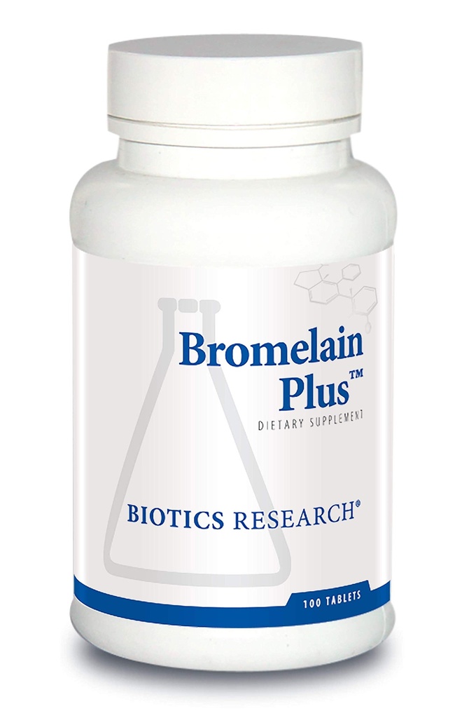 Biotics Research Bromelain Plus Lactose Livre Dairy Livre Suporte Digestivo, Suporta Caminhos Fisiológicos Saudáveis e Equilibrados, Relaxamento muscular e Conforto, Bromelain 2500 MCU g, Papain 100 Tablets
