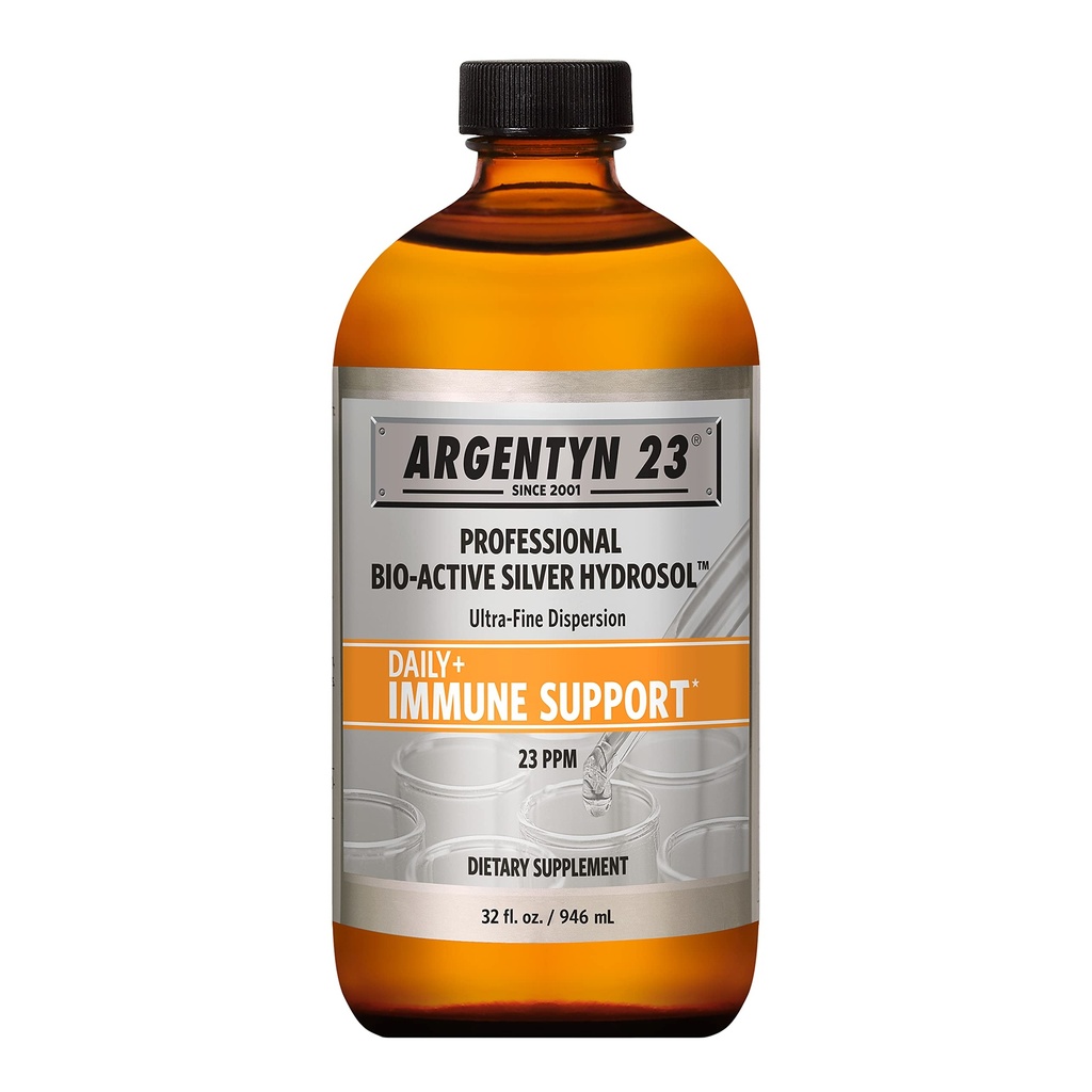 Suporte imunológico profissional Argentyn 23 - Prata coloidal, hidrosol de prata bio-ativa, 23 ppm, líquido Twist Top, 32 Fl Oz (946 ml)