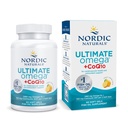 Nórdico Naturals Ultimate Omega + CoQ10, Limão - 60 Gels Macios - 1280 mg Omega-3 + 100 mg CoQ10 - Saúde do Coração, Energia Celular, Apoio Antioxidante - Não-GMO - 30 Servings