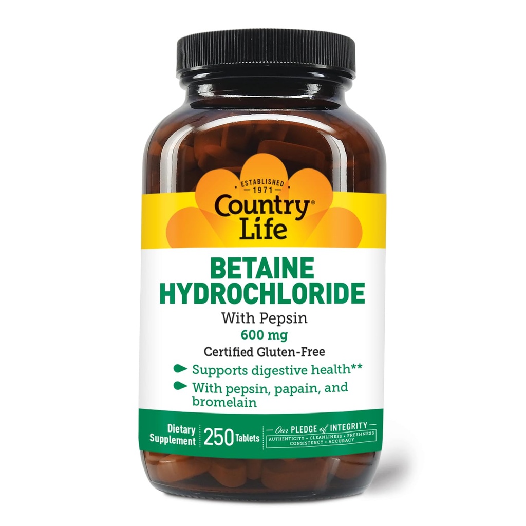 Cloridrato de betaína com pepsina 600 mg - 250 Comprimidos