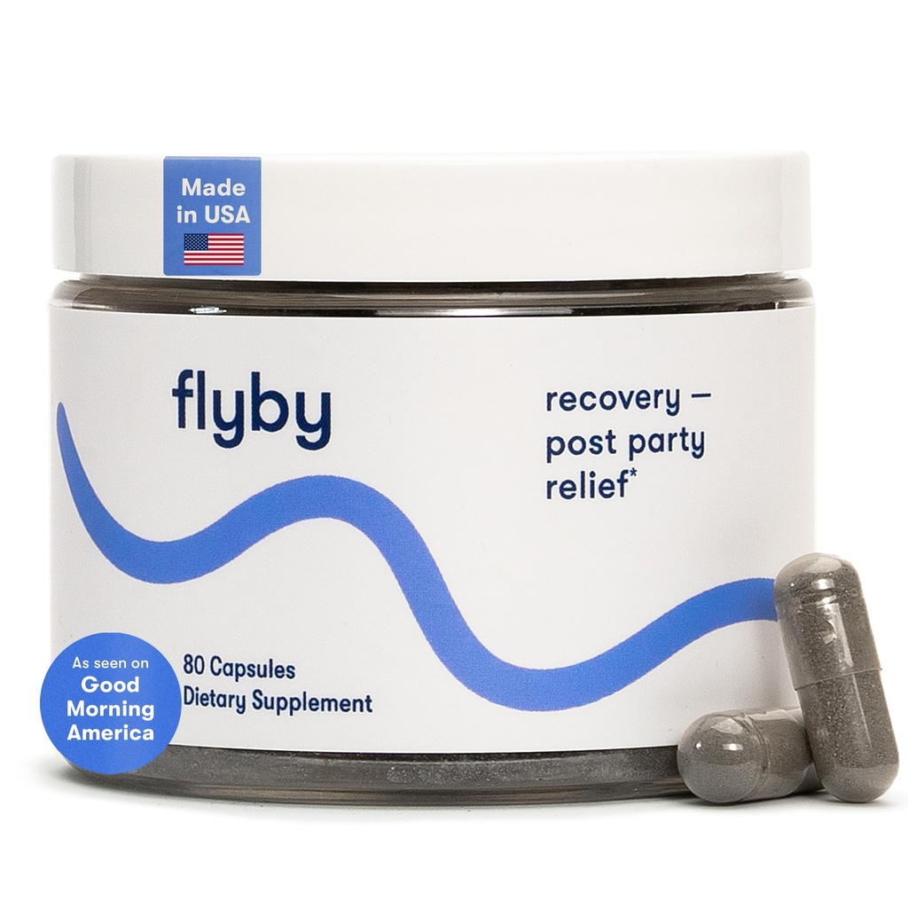 Flyby Recovery Supplement - All The Hang, Without the Over!TM - com cardo de leite, vitamina C, carvão ativado, e Apple Cider Vinagre - pré & pós de beber Fórmula (80 contagem)