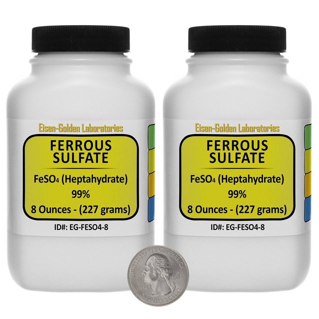 Sulfato ferroso [FeSO4] 99% ACS grau pó 1 Lb em duas garrafas de proteção espacial