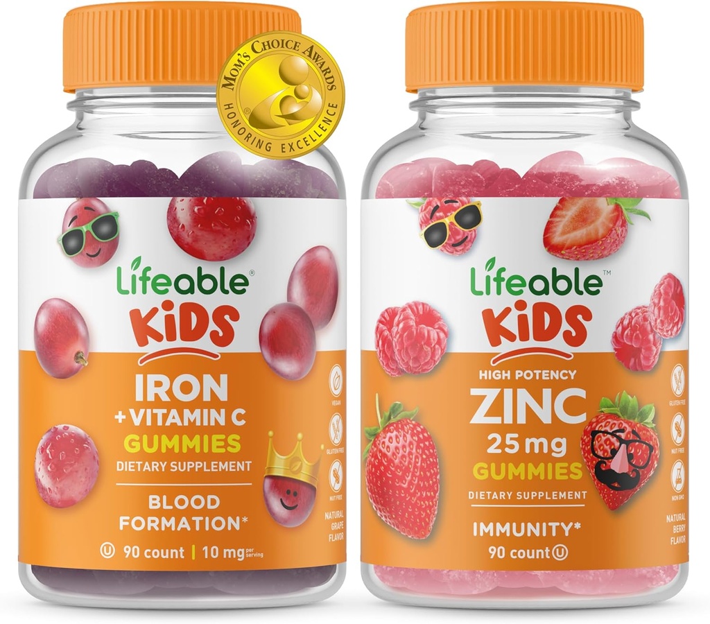Vitamina C Crianças + Zinco 50mg, chicletes Bundle - Grande degustação, Suplemento Vitamina, Gluten Free, GMO Free, chiclete mastigável