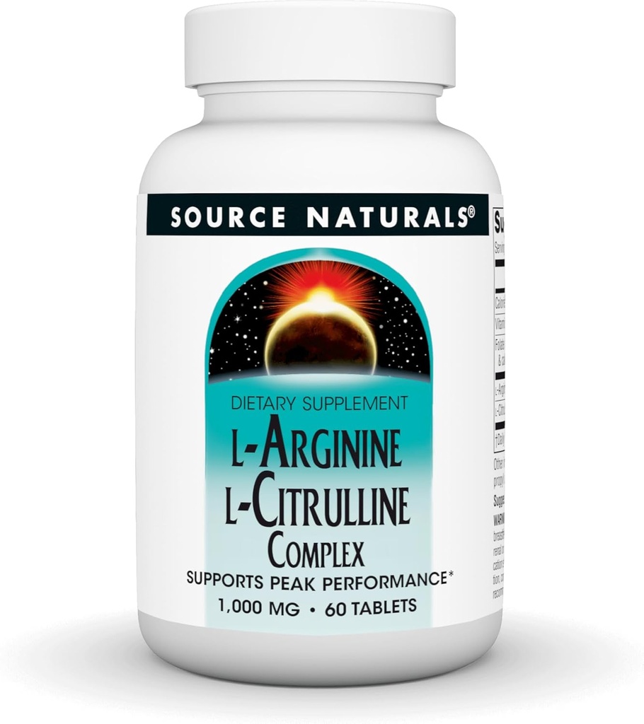 Fonte Naturals L-Arginina L-Citrulina Complexo 1000mg Suplemento Aminoácido Essencial - 60 Comprimidos
