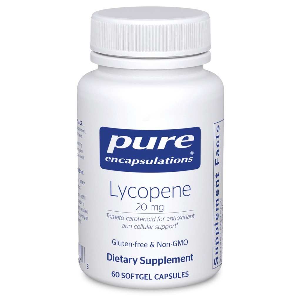 Encapsulamentos puros Licopeno 20 mg . Suplemento dietético para suporte celular e Macular .. 60 Cápsulas Softgel