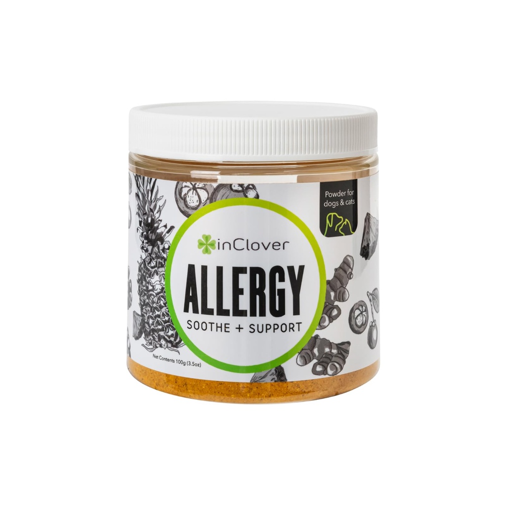 Em Clover Natural Dog Allergy Relief Supplement with Turmeric - BioResiliant Trate Powder Supplement for Dogs with Sazonal Allergies, Mangosteen Ajuda a manter os níveis de histamina