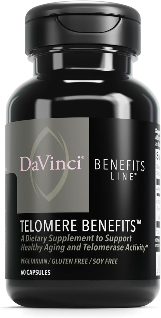 DAVINCI Labs Telomere Benefícios - Suplemento dietético para apoiar Envelhecimento saudável, níveis antioxidantes, memória e atividade de telomerase* - com extrato de raiz de Astragalus - sem glúten - 60 cápsulas vegetais