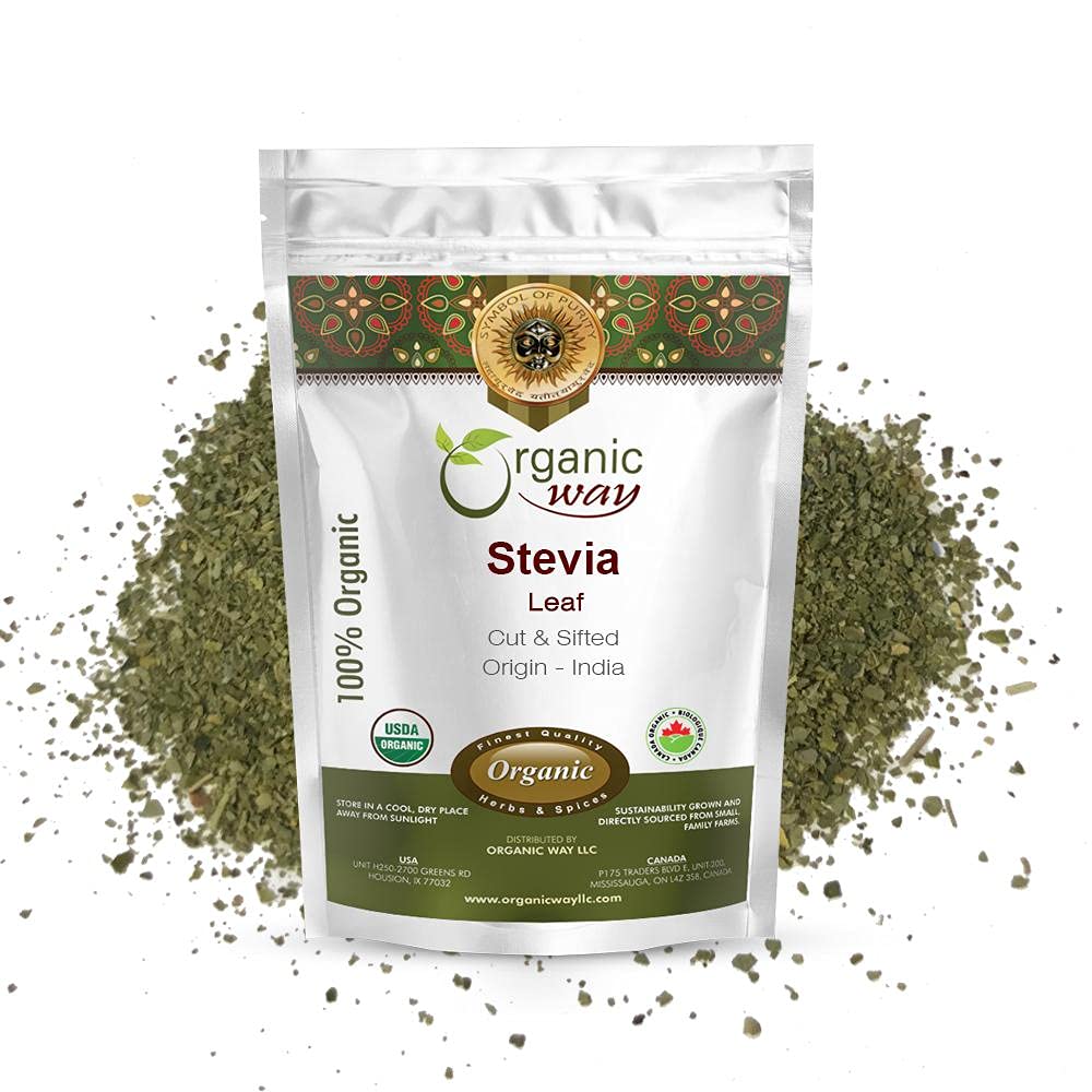 Via orgânica Stevia Leaf Cut & Sifted (Stevia Rebaudiana) - Kosher & USDA Certified □ Non-GMO & Gluten Free □ Adoçante Natural