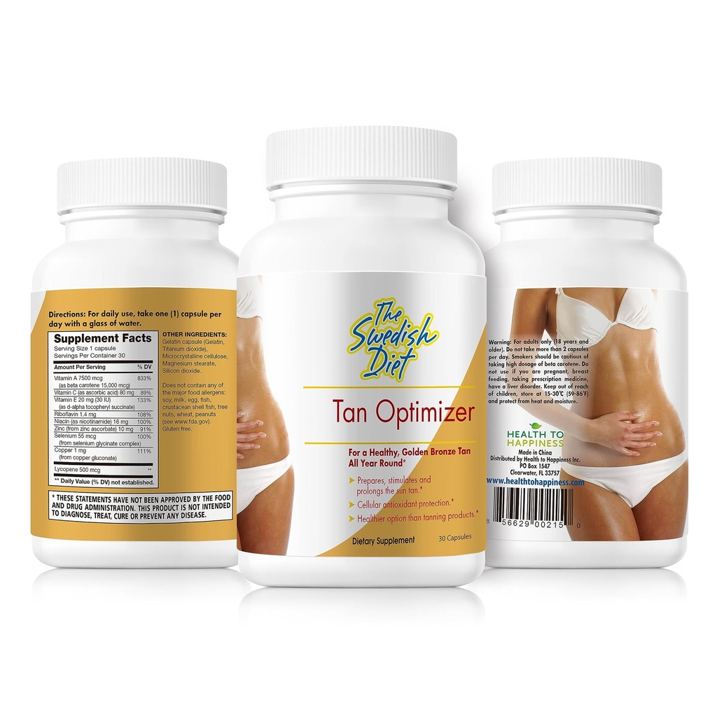 Tan Optimizer – Comprimidos de bronzeamento sem açúcar com 25.000 UI de vitamina A, betacaroteno e antioxidantes para a saúde da pele e suporte imunológico – 30 Cápsulas