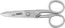 Klein Tools 2100-9 Tesouras elétricas de aço inoxidável, feitas nos EUA, 5,25-Inch Free-Fall Handle Snips, Stripping Entalhes, Lâmina Serrada Não Deslizante