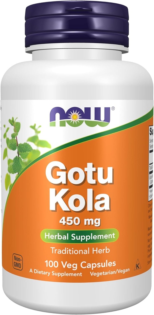 NOW Foods Supplements, Gotu Kola (Centella asiatica) 450 mg, Herbal Supplement, 100 Veg Cápsulas