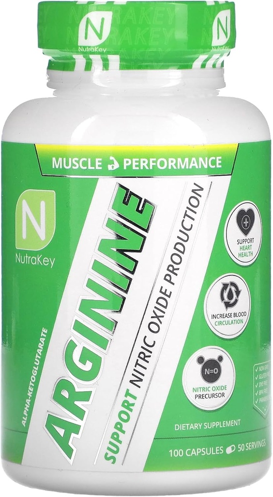 NutraKey Arginina 500mg, contagem de 100
