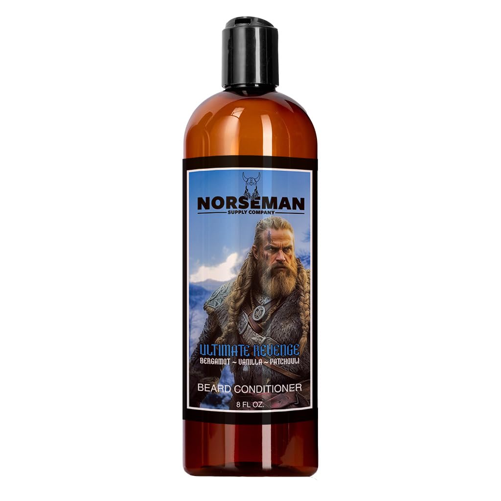 Condicionador de barba para homens para melhorar a força, maciez e manageabilidade para cabelos faciais grossos, completos e encaracolados, ajuda a aliviar a pele seca comichão 8 onças. (Vingança Ultima)