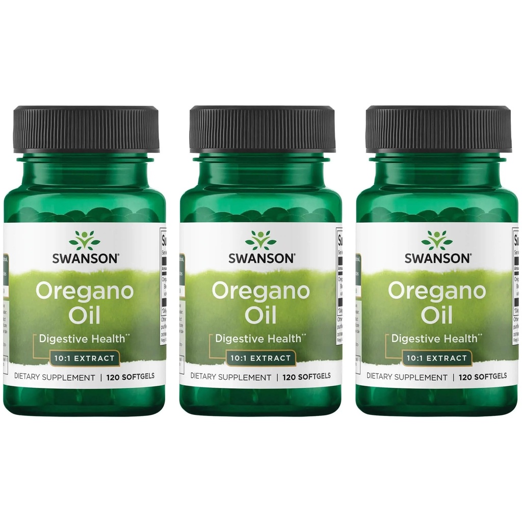 Swanson Orégano Oil 10:1 Extrato - Suplemento Natural Promovendo Saúde Digestiva e Apoio Respiratório - Suporta Sistema Gastrointestinal e Saúde do Trato Urinário - (120 Softgels, 150mg cada) (3 Pack)