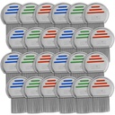 Lice Comb - (Pacote de 24) Tratamento de piolhos de cabeça que é individualmente embalado profissional de aço inoxidável Louse e Nit Combs remove ovos com pontas arredondadas para o conforto