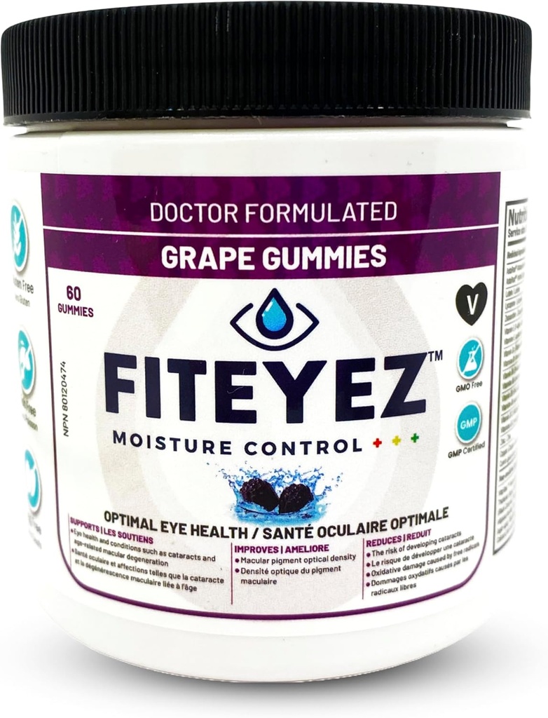 Eye Vitaminas Gummies - Astaxantina, Lutein e Zeaxantina Suplementos - 11 Nutrientes Oculares Essenciais - Não-GMO e Gluten Free Supplement - Inclui Vitamina E, B1, B6, B9 & B12-60 Gummies