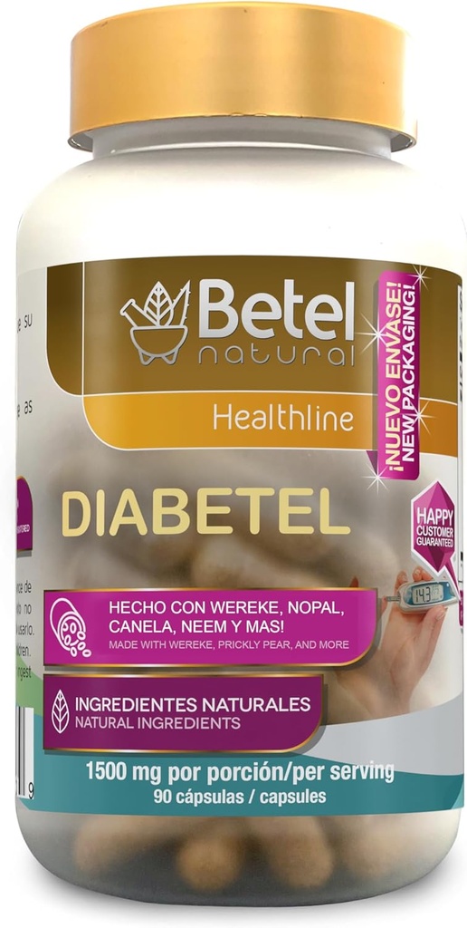 Cápsulas Diabetel por Betel Natural - Suporte Natural para el Diabetel - 90 Cápsulas