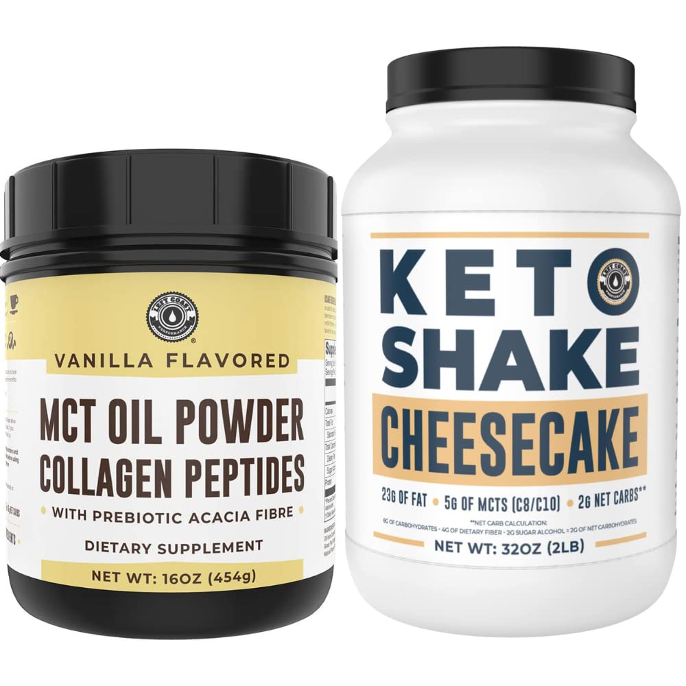 Desempenho da Costa Esquerda Keto MCT Pó + Colágeno e Keto Cheesecake Replacement