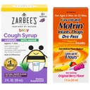 Motrin e Zarbee's Essentials for Infants Infants' Concentrated Liquid Medicine Drops with Ibuprofen and Zarbee's Baby Tosse syrup + Imune with Organic Agave + Zinc