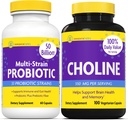 InnovixLabs Choline & Multi Probiótico Bundle Choline Bitartrate 550mg (100 Cápsulas) Multi Probióticos de Deformação (60 Cápsulas). Suporta memória, humor, saúde cerebral e aumentar o cognitivo.*