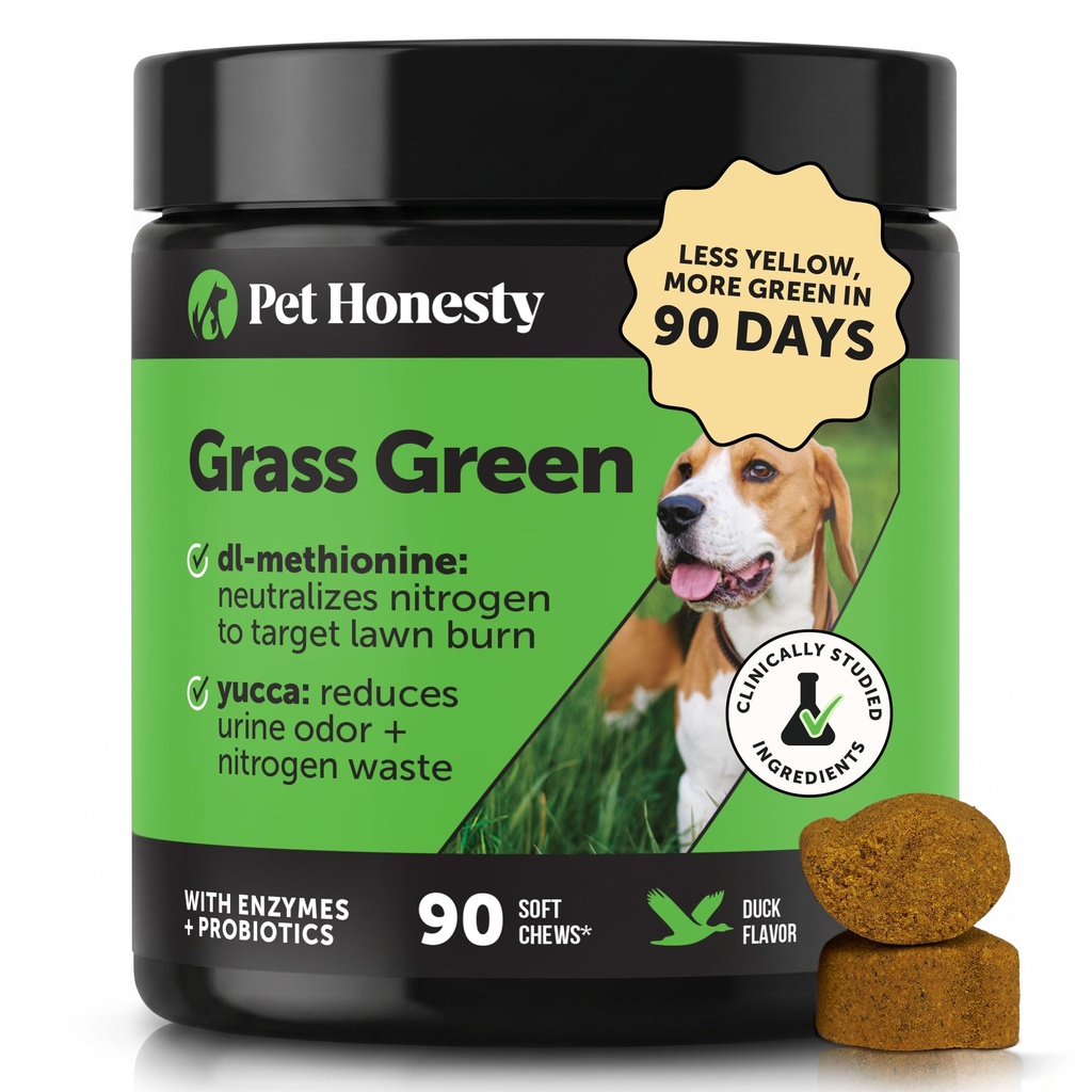 Grass Green Dog Chews - Neutralizador de urina para grama, cão Pee Grass ajuda Yard Stay Green abordando pontos de queimadura com probióticos e enzimas (Pato)