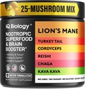 Kava Kava Root Cordyceps Lions Mane Reishi Mushroom Supplement, Nootropic Mushrooms Cápsulas Kava Kava Extract, Mushroom Vitaminas para Mulheres, Ashwagandha, Magnésio - 60 Caps (1 embalagem)