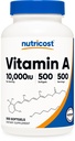 Nutricost Vitamina A 10.000 UI, 500 Cápsulas Softgel