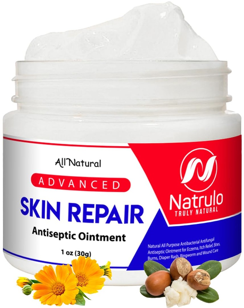 Natrulo Skin Repair Cream (Creme de Reparo da Pele de Natrulo) Natural All Purpose Pointment for Eczema, Itch Relief, Mordidas, Queimaduras, Erupção da fralda, Ringworm, Cuidados com Feridas