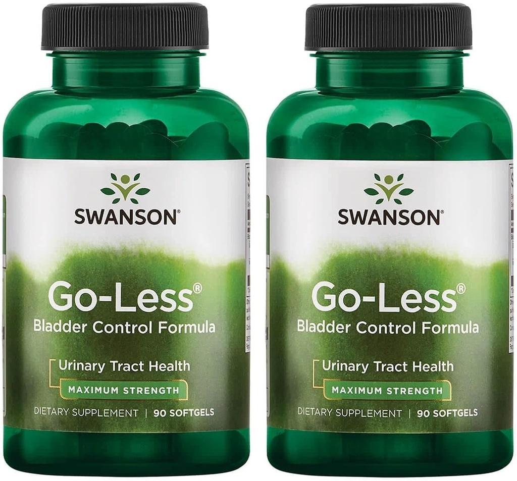 Swanson Go-Less Bladder Control Formula - Promove o suporte de bexiga saudável e saudável do trato urinário - Suplemento natural para adultos com extrato de semente de abóbora - (90 Softgels) 2 Pack