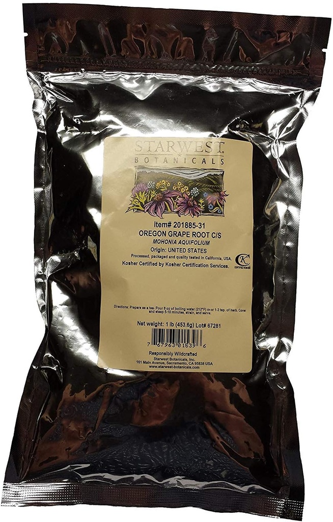 Raízes de Uva do Oregon C/S Wildcrafted - Mohonia aquifolium, 1 lb, (bonicais de Starwest)