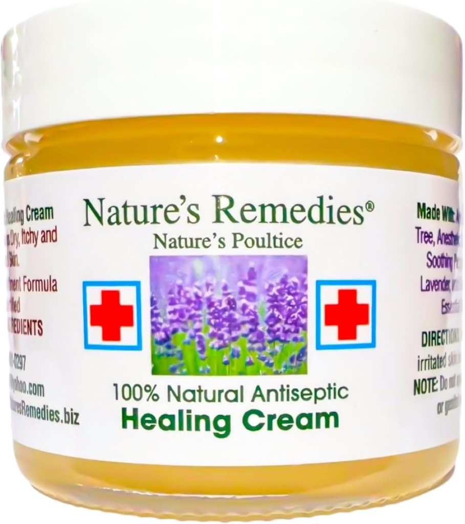 "100% Natural Antiseptic Healing Cream" Curas e acalma a pele infectada, feridas na cama, feridas, úlceras dolorosas, comichão, raspas, erupções cutâneas, cortes, queimaduras, hera venenosa, Eczema, Psoríase 2 onças.