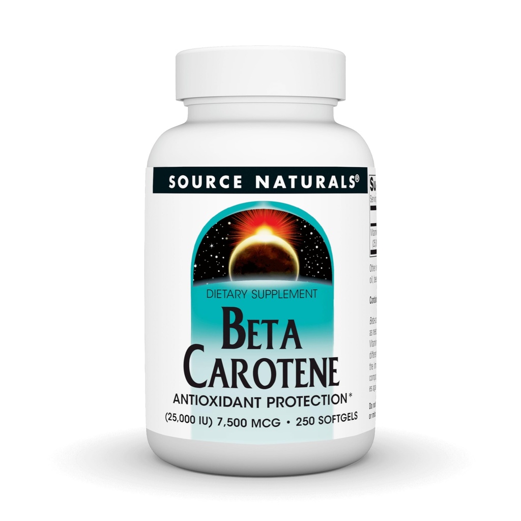 Fonte Natural Beta Caroteno 25000 iu Proteção Antioxidante - Convertido pelo corpo para vitamina A - 250 Softgels