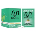 RUN GUM Tropical Boost Energia Mastigar chiclete 50mg Cafeína Taurine & B-Vitaminas por peça, 24 Peças (Pacote de 12) Açúcar Livre, Zero Caloria, Sem Aspartame, e Glúten Livre, 1 ea