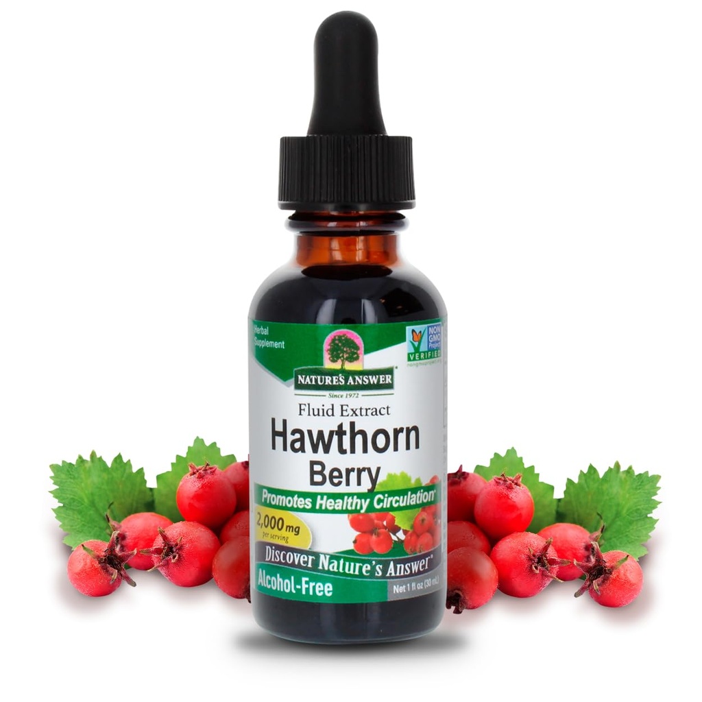 Resposta da natureza Hawthorn Berries □ Promove a função de circulação saudável □ Ajuda a manter níveis de colesterol saudável □ Sem glúten, livre de álcool, Kosher certificado e sem conservantes 1 oz