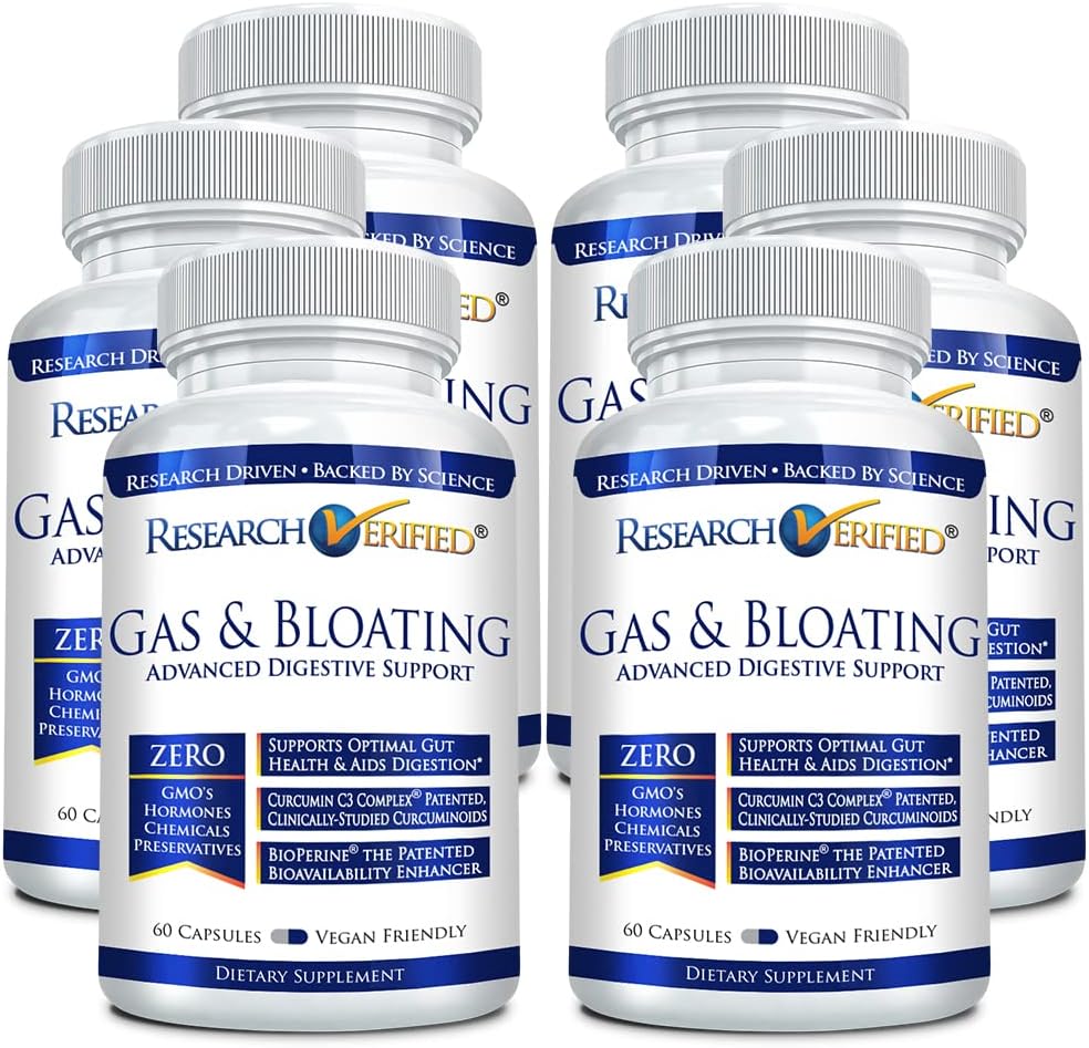 Pesquisa gás verificado e inchaço - Relaxar músculos intestinais, Eliminar acumulação de gás - Alcachofra em pó, Ginger, Folha de hortelã em pó - 360 Cápsulas - Vegan