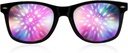 GloFX Black Frame Halo Difraction Glasses – Laser Etched for Halo Light Effects, durável e flexível para raves e festivais