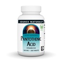 Fonte Naturals Ácido pantoténico 100 mg Vitamina B-5 Suplemento dietético - 250 comprimidos
