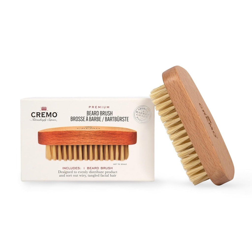 Cremo Beard Acessórios, 100% javali Bristle Barba escova com alça de madeira - forma, estilo e noivo qualquer comprimento cabelo facial