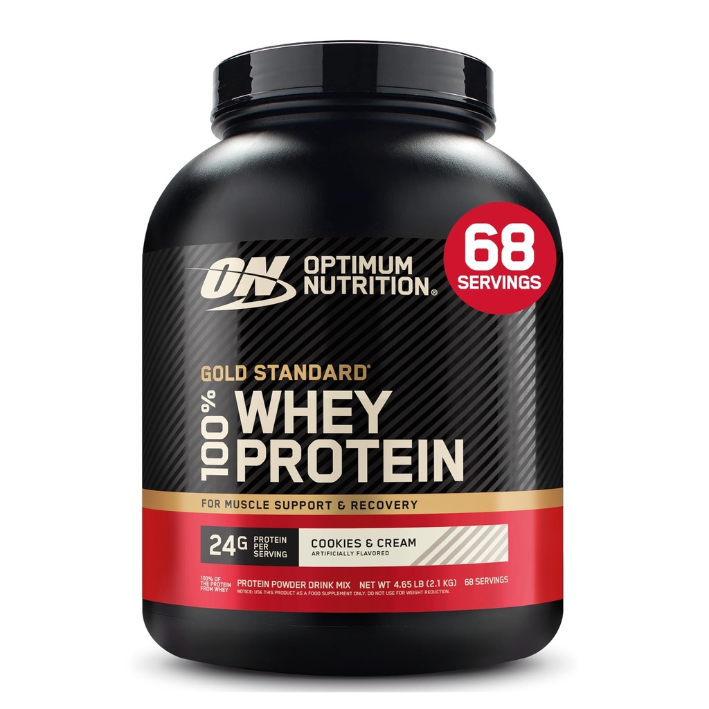 Otimum Nutrition Gold Standard 100% Whey Protein Powder, Cookies & Cream, 5 libras (Packaging May Vary)
