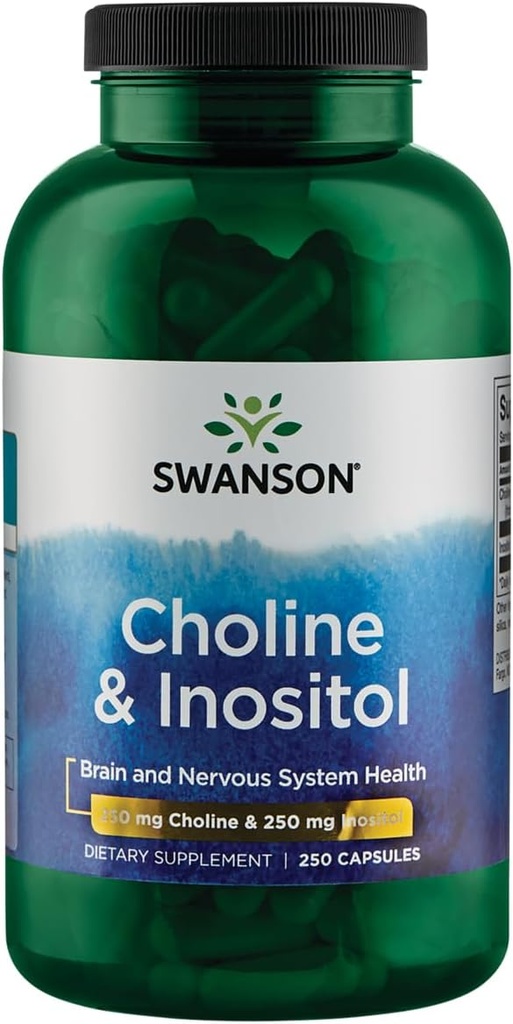 Swanson Choline & Inositol Nerve Suporte Função mental 250/250 Milligrams 250 Cápsulas