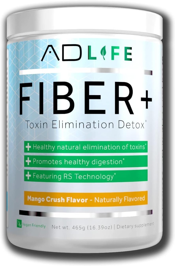 Projeto AD Fiber+ Vegan Fiber Supplement Pó, Suporta Gut Saúde e Regularidade Digestiva (Mango, 16.4 oz)