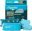 Pacote Repelente de Mosquito Cliganic (2 pulseiras + 4 refil Pellets) - ajustável, sem DEET natural, óleo essencial infundido