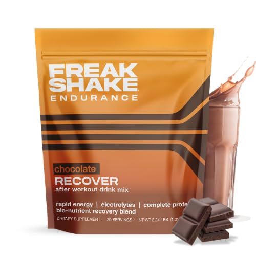Freak Shake Endurance Recuperação rápida Chocolate Drink Mix 20 Serving Pouch - carboidratos, eletrólitos e proteína completa