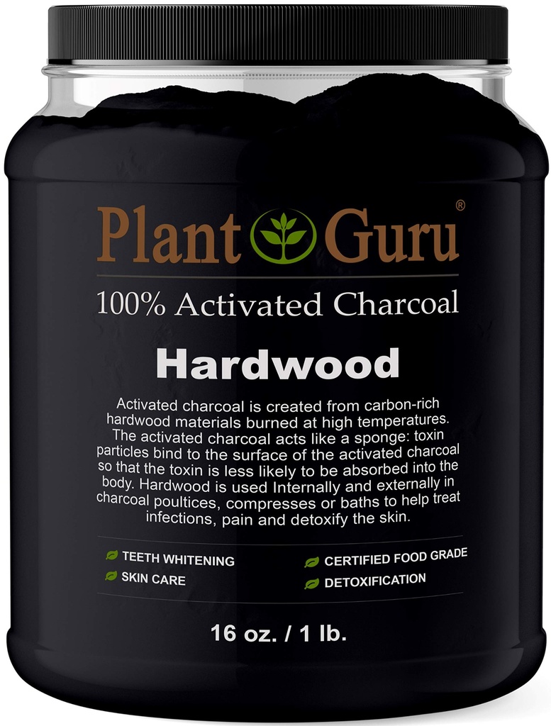 Ativado carvão em pó Bulk - 1 lb. Jar - Madeira - qualidade de alimento Kosher Non-GMO - branqueamento dos dentes, máscara facial e fabricação de sabão. Promove a desintoxicação natural e ajuda a digestão