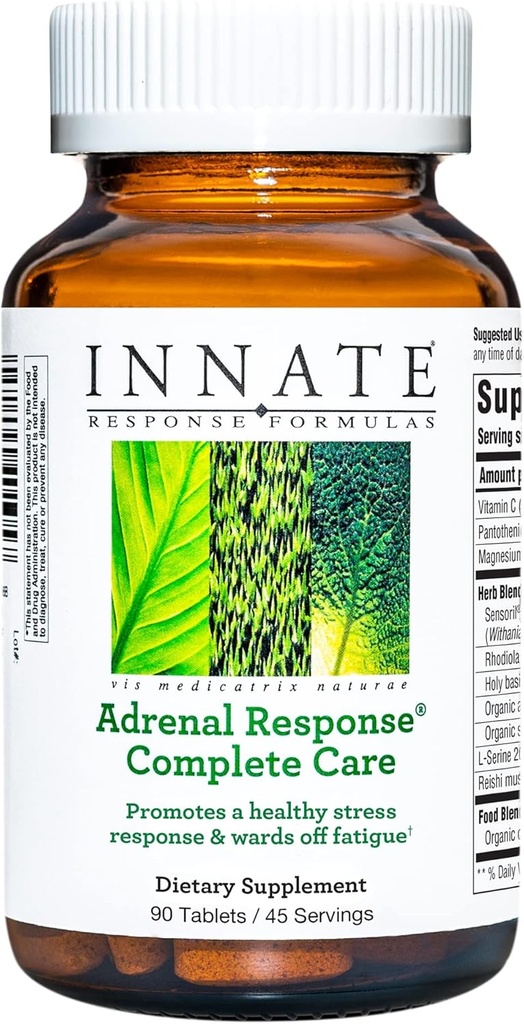 INNATE Response Formulas Adrenal Response Complete Care - Com Ashwagandha - Promove Resposta de Estresse Optimal - Wards Off Fadiga - Vegetariano, Sem Glúten, Não-GMO, Kosher - 90 comprimidos (45 Servings)