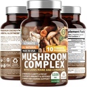 N1N Complexo de cogumelos Premium [10X Cogumelos Poderosos] com Reishi, Lions Mane, Cordyceps, Chaga, Turquia Tail e Maitake para apoiar a saúde, funções cerebrais e níveis de energia, 60 Veg Caps