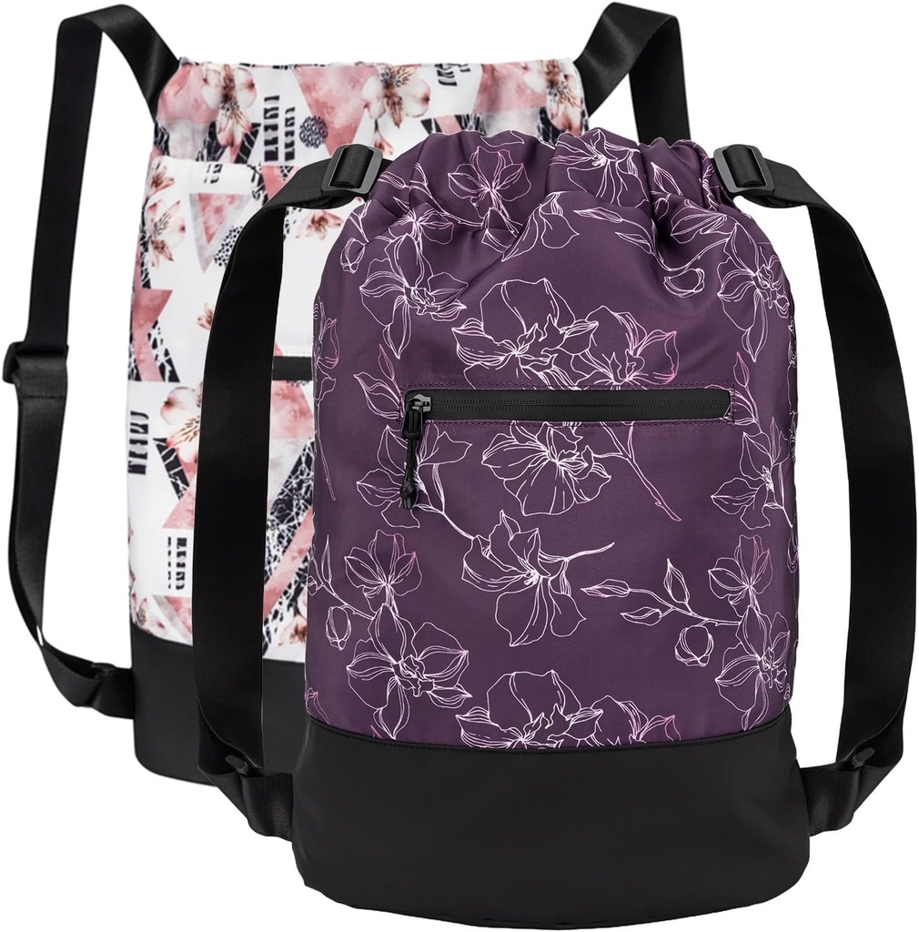 [2-Pack] Flex Cinch Drawstring Gym Bag para as mulheres com design gráfico