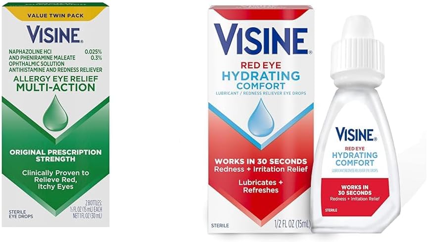Visina Alergia Alívio dos olhos gotas Red Eye Hydrating Comfort Drops, 0.5 fl. oz (Pacote de 2)